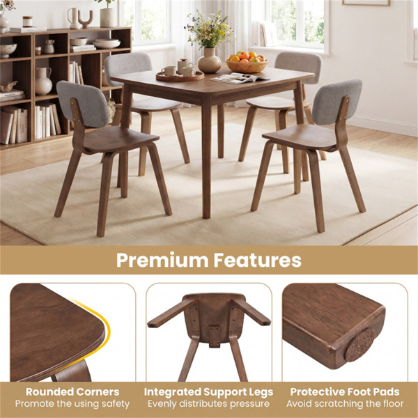 一套2把餐椅（灰色和胡桃木色），泰迪天鹅绒内饰和毛绒衬垫设计-7