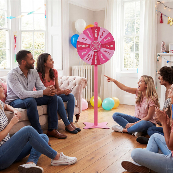 24英寸高可调节奖轮，可平稳旋转，2合1桌面和落地旋转轮，适用于游戏嘉年华派对-2