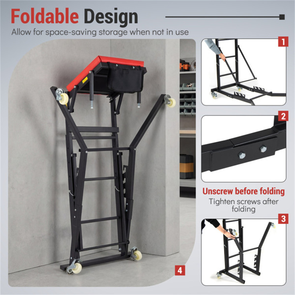 400 LBS容量重型上部结构爬行器，4级高度可调，可折叠汽车发动机爬行器-8