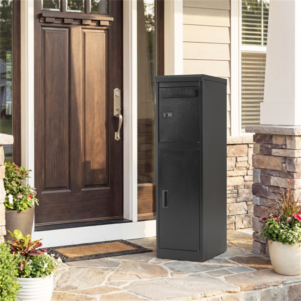 带密码锁和钥匙锁的双隔间包裹投递箱，室外镀锌钢包裹邮箱-3