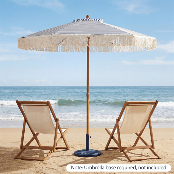 7英尺波西米亚露台雨伞，带流苏，室外海滩雨伞，带铝杆，用于池畔花园-8