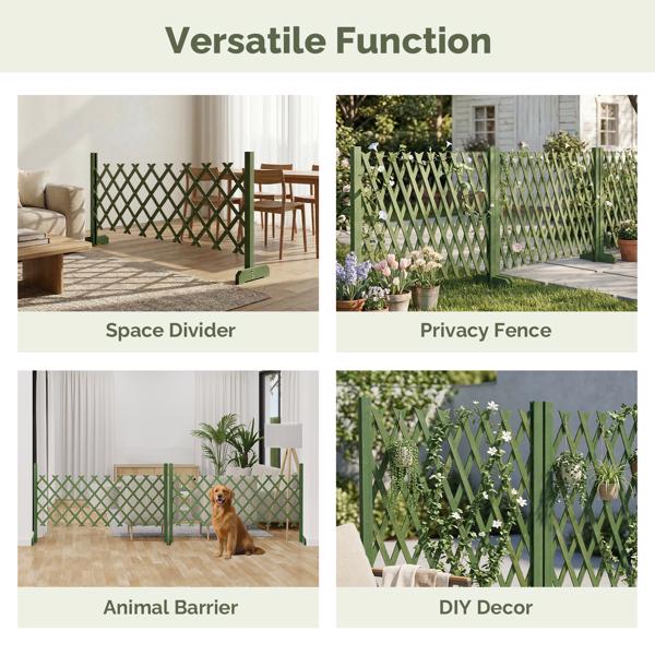 2PCS 205*34.5*90cm 可伸缩平底款 橄榄绿 泡色工艺 杉木 木栅栏-5