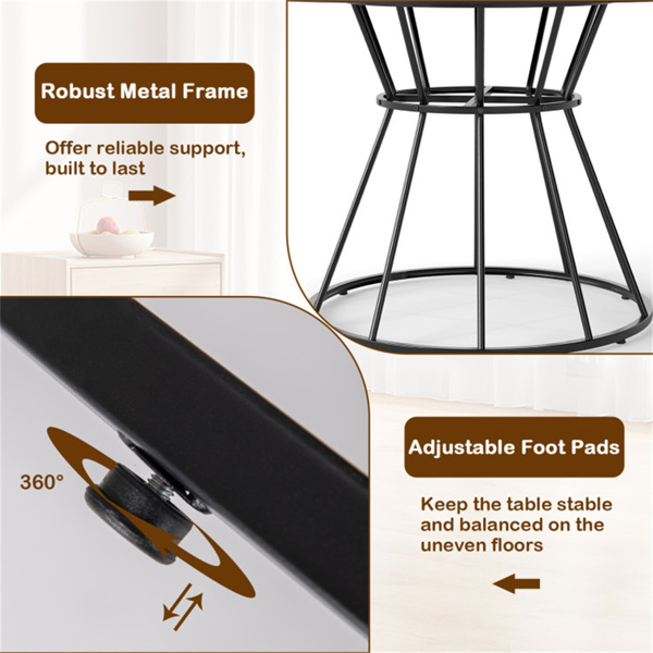 黑色47英寸圆形餐桌，适合4-6人家庭使用，沙漏金属底座和曲面桌面-7