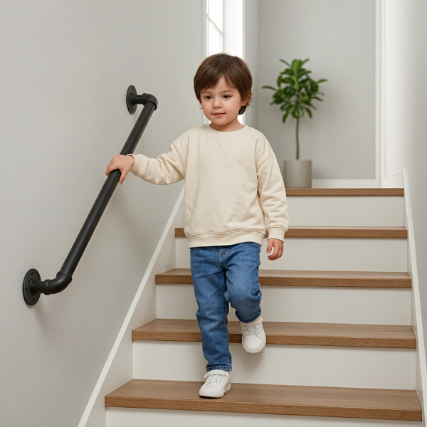 3FT 黑色 铁质 庭院楼梯扶手-6