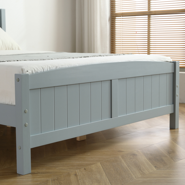 （TD）灰色 油漆+贴三胺 松木+密度板 竖纹装饰 弧形床头床尾板 Full 木床 单层 美国-24