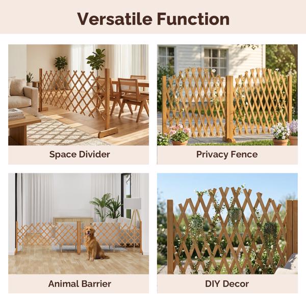 2PCS 205*33.5*80cm 可伸缩拱形款 柚木色 泡色工艺 杉木 木栅栏-2