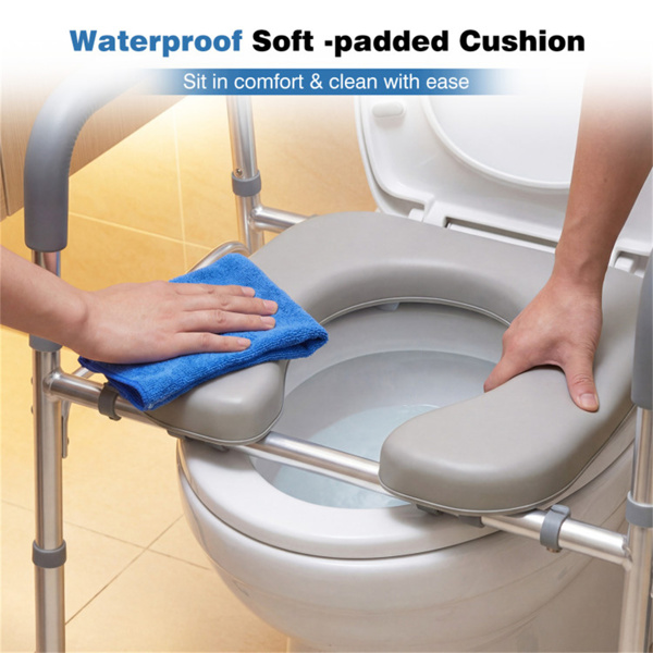 可调节的升高式马桶座（25.5英寸-28英寸宽x 27英寸-31英寸高），容量为300磅，带扶手和储物袋-8