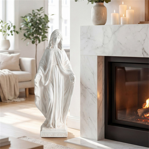 31.5“圣母玛利亚花园雕像，全天候MgO宗教雕塑，用于室外和室内装饰-3
