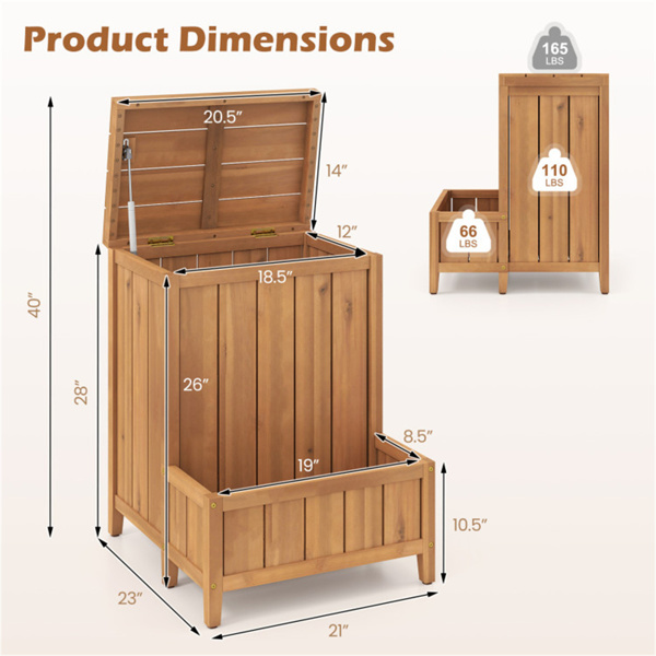 28英寸带气撑杆盖的包装交付箱，带花盆箱的高架存储台-7