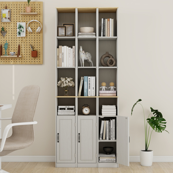 72英寸高纤薄储物柜，6层窄型独立式浴室柜，带1扇门和2个可调节搁板，书架展示储物架，立方体CD/DVD储物柜 - 复古白(不支持self-pick up且不支持指定仓库发货)-7