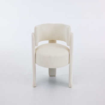 现代休闲单人椅，时尚圈绒面料休闲扶手椅，舒适软垫单人沙发椅，适用于客厅、卧室、公寓、办公室 - 白色