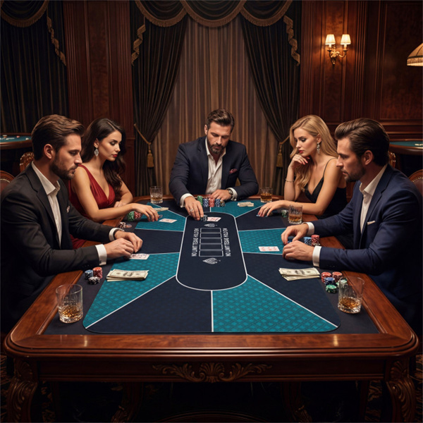 70英寸×35英寸10人XL扑克桌垫，防滑橡胶底座防泼洒多氨纶桌面，带手提包（黑色和绿色）-8