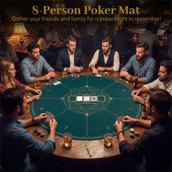 47英寸圆形可折叠扑克桌面垫，带防滑橡胶底座，便携式赌场级扑克垫，带提袋（绿色）-10
