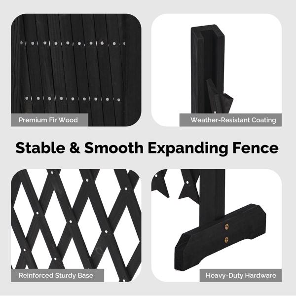 2PCS 205*34.5*90cm 可伸缩平底款 黑色 泡色工艺 杉木 木栅栏-2