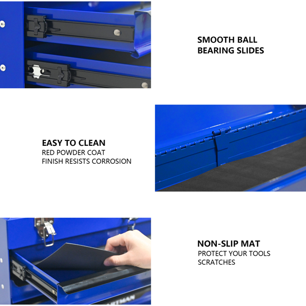 20英寸钢制便携式工具箱，带抽屉 - 工具收纳箱整理器，带金属锁扣 - 粉末涂层工具收纳柜（蓝色）--不支持self-pick up且不支持指定仓库发货-9