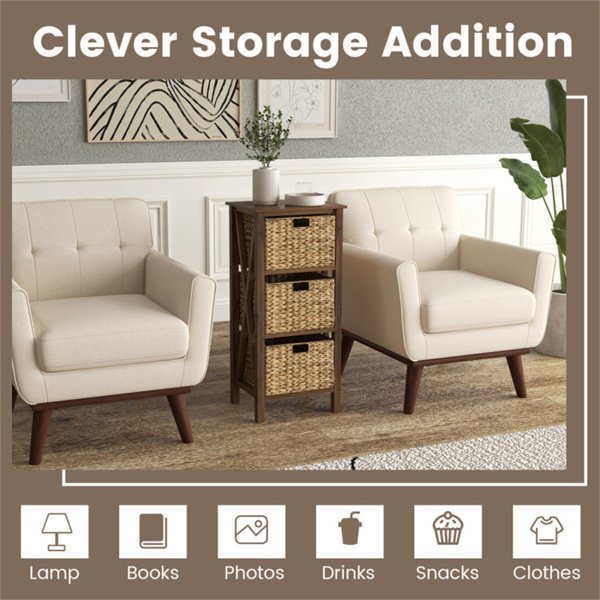 31.5英寸高床头柜，带储物篮，多功能茶几，承重430磅 -3