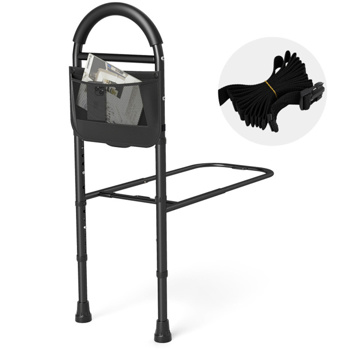 高度可调的床边安全栏杆，无需工具即可组装的床辅助杆，带防滑腿，适合老年人