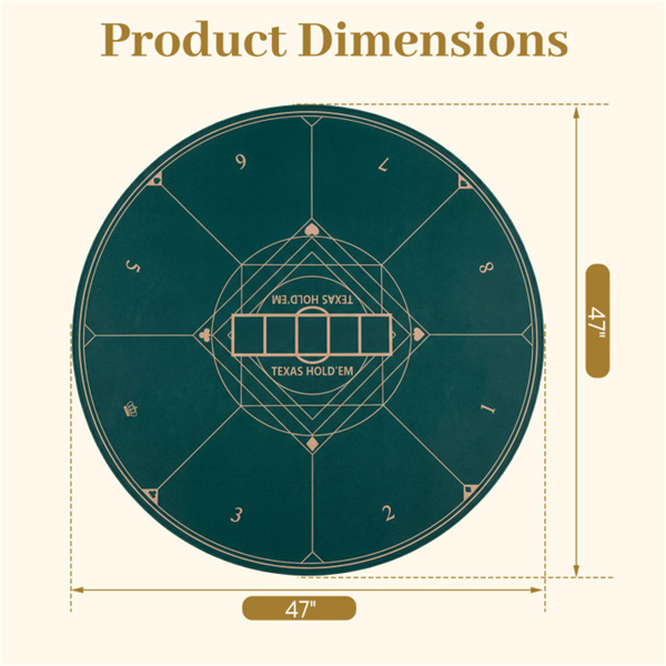 47英寸圆形可折叠扑克桌面垫，带防滑橡胶底座，便携式赌场级扑克垫，带提袋（绿色）-4