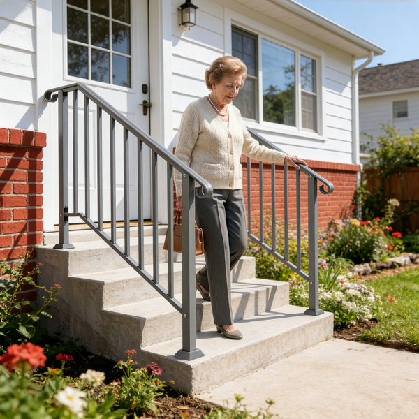 银色 3阶 庭院楼梯扶手-11