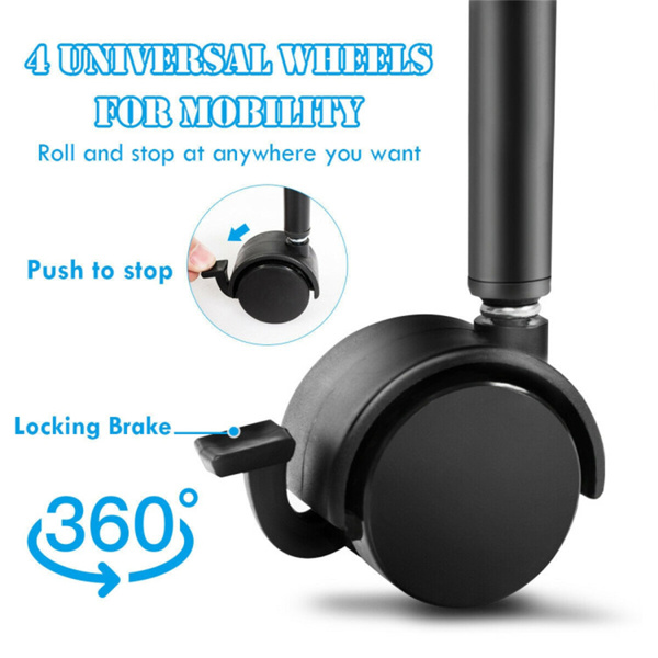 黑色5层网眼滚动车，带5个篮子和5个挂钩，可锁定通用轮-7