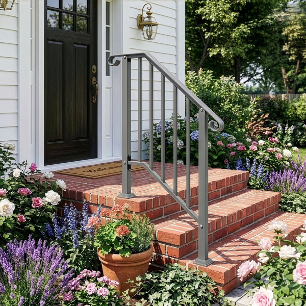 银色 2阶 庭院楼梯扶手-13