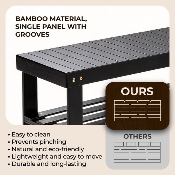 70cm长3层顶板无缝 竹制 70*28*45cm 鞋架 黑色-3