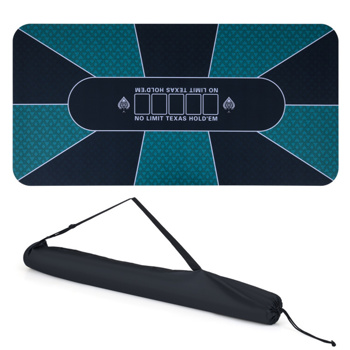 70英寸×35英寸10人XL扑克桌垫，防滑橡胶底座防泼洒多氨纶桌面，带手提包（黑色和绿色）