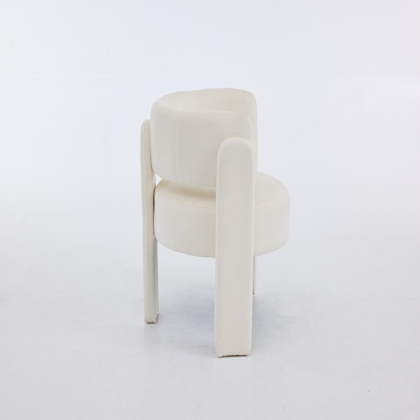 现代休闲单人椅，时尚圈绒面料休闲扶手椅，舒适软垫单人沙发椅，适用于客厅、卧室、公寓、办公室 - 白色-6