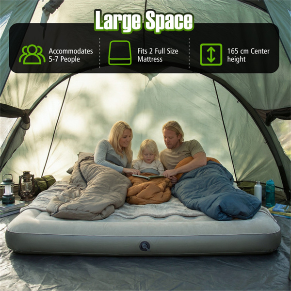 5-7人充气露营帐篷，带纱窗门廊，防水PU2000mm户外露营家庭小屋帐篷-10