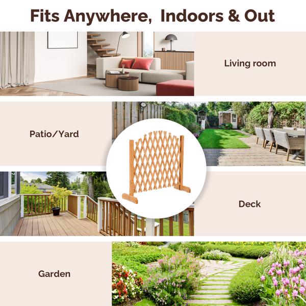 2PCS 205*33.5*80cm 可伸缩拱形款 柚木色 泡色工艺 杉木 木栅栏-8