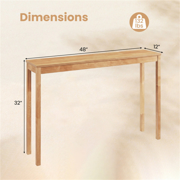 48英寸实木腿控制台桌，走廊和沙发的窄农舍入口桌 - 自然色-7