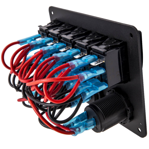 5 Gang On-Off LED Toggle Switch Panel 2USB Charger Adapter fit for Car Boat Marine-2