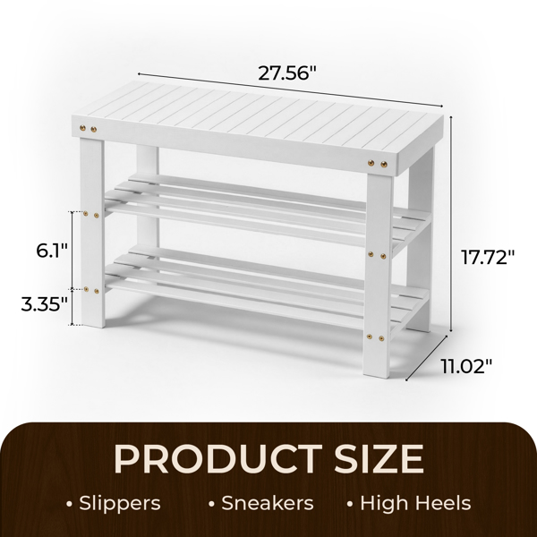 70cm长3层顶板无缝 竹制 70*28*45cm 鞋架 白色-12