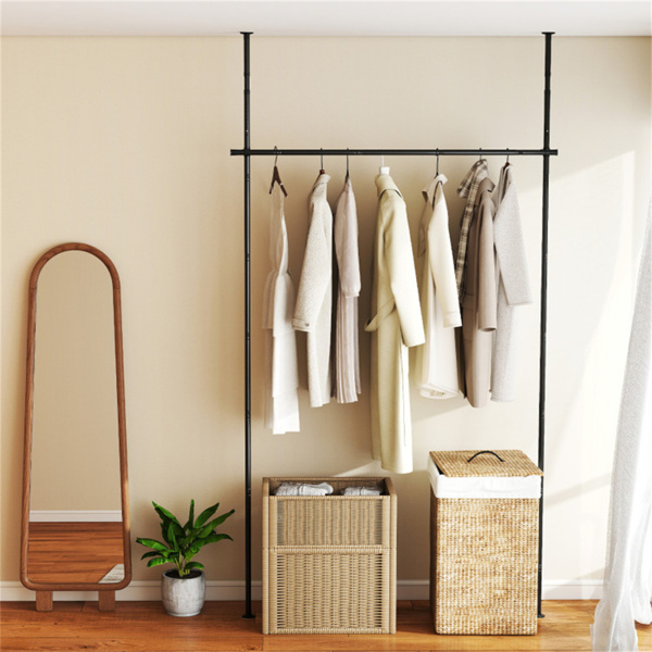 免钻L形房间分隔帘杆，可调节28“-142”宽x 4-10英尺高重型分隔杆-黑色-2