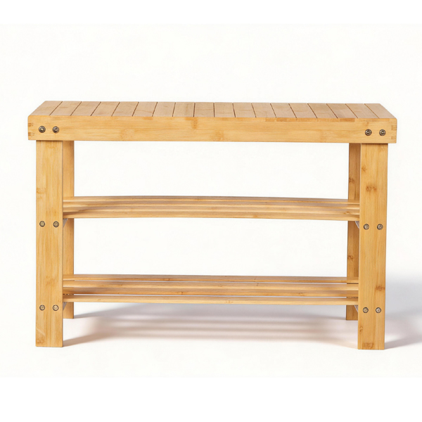 70cm长3层顶板无缝 竹制 70*28*45cm 鞋架 原木色-17