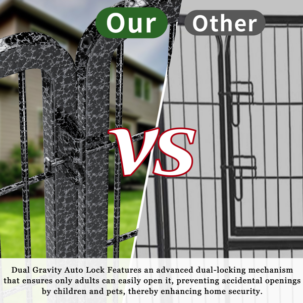 户外加宽型狗狗游戏围栏，16片式加厚面板，40英寸高，防锈，带门，便携式，适用于房车露营地，总长37英尺，111平方英尺，雪黑色--不支持self-pick up且不支持指定仓库发货-12