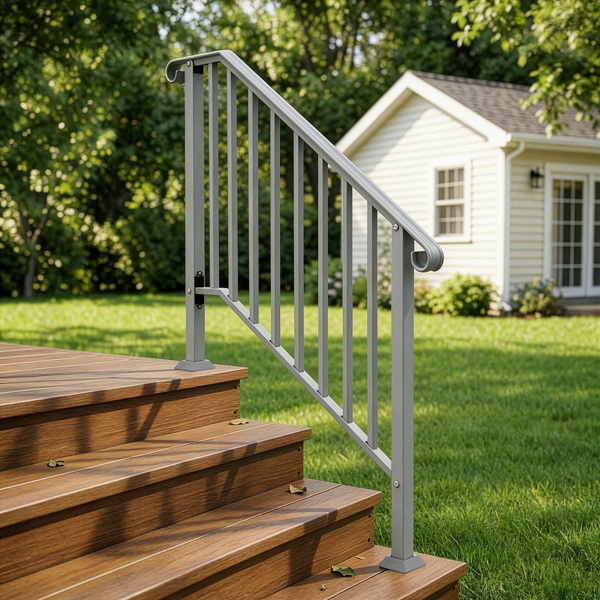 银色 3阶 庭院楼梯扶手-12