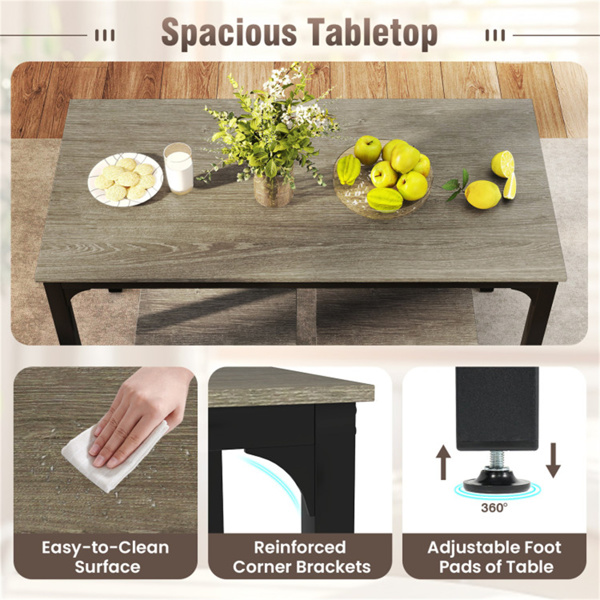 独特的单面相思木露台桌椅套装，可结合野餐和休闲野餐桌-橡木-7