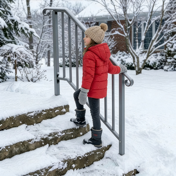 银色 3阶 庭院楼梯扶手-9