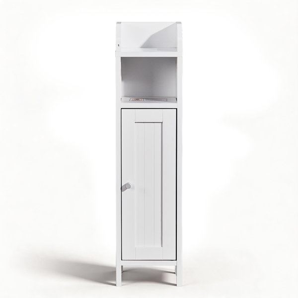 白色 刨花板三胺贴面+密度板喷漆竖纹 20*20*80cm 一门一搁架一围挡 浴室立柜-9