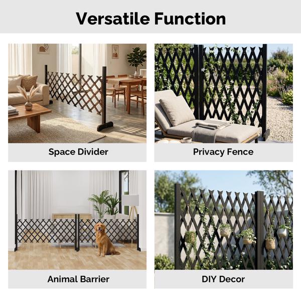 2PCS 205*34.5*90cm 可伸缩平底款 黑色 泡色工艺 杉木 木栅栏-3