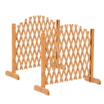 2PCS 205*33.5*80cm 可伸缩拱形款 柚木色 泡色工艺 杉木 木栅栏