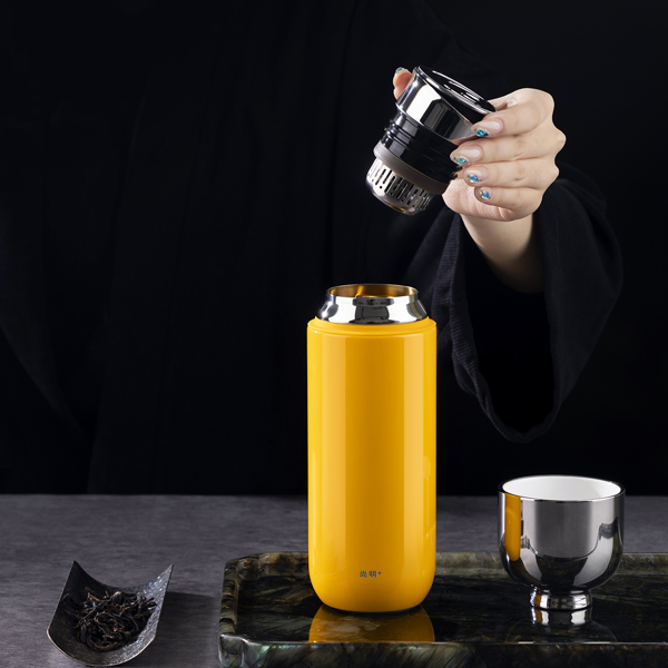 316不锈钢焖茶杯便携随行保温杯内胆覆钛户外旅行水杯370mL 橙色-7
