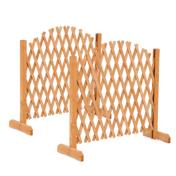 2PCS 205*33.5*80cm 可伸缩拱形款 柚木色 泡色工艺 杉木 木栅栏-1