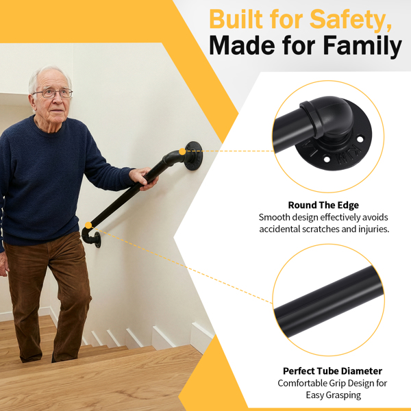 3FT 黑色 铁质 庭院楼梯扶手-8