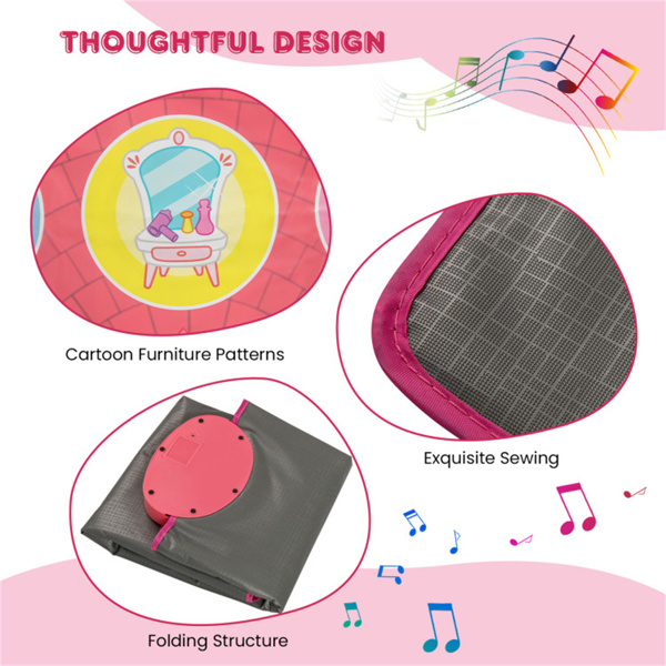 粉红色儿童舞蹈垫（3岁以上），5个难度级别和9首演示歌曲，防滑安全设计-6