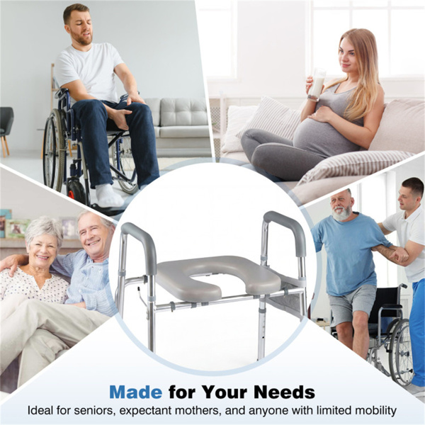 可调节的升高式马桶座（25.5英寸-28英寸宽x 27英寸-31英寸高），容量为300磅，带扶手和储物袋-10