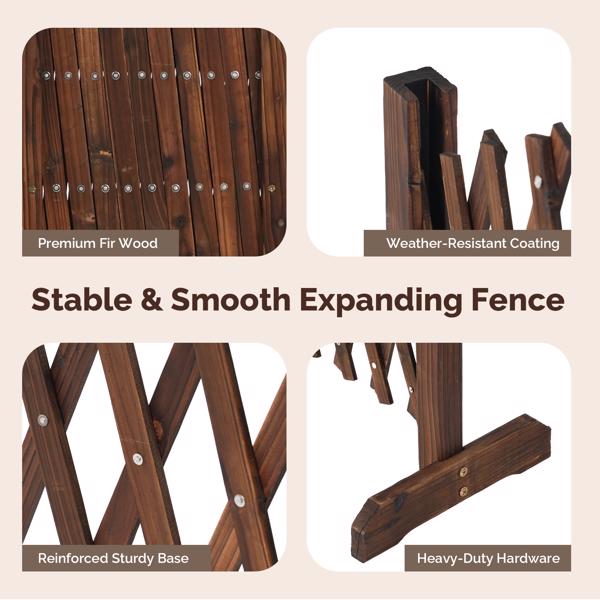 2PCS 205*33.5*80cm 可伸缩拱形款 碳化色 泡色工艺 杉木 木栅栏-2