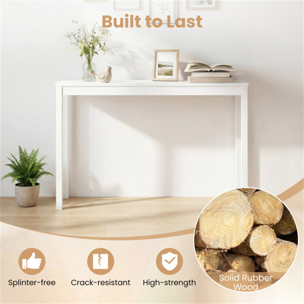 48英寸实木腿控制台桌，走廊和沙发的窄农舍入口桌 - 白色-8