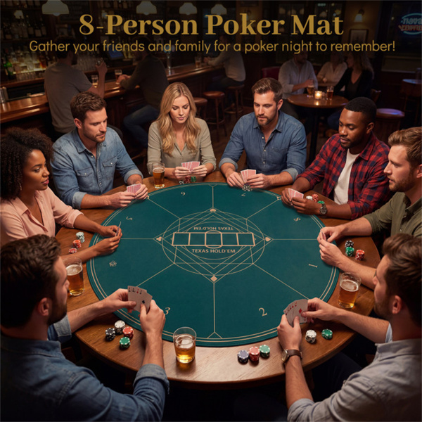 40英寸圆形可折叠扑克40英寸圆形可折叠扑克桌面垫，带防滑橡胶底座，便携式赌场级扑克垫，带提袋（绿色），-8